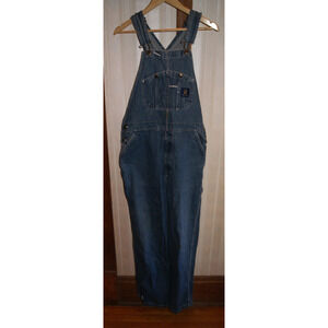 Real Work Wear Bib Overalls Mens Sz 42x30 Blue Denim Carpenter Farmer Painter